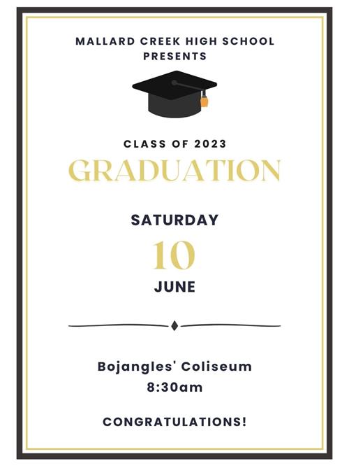 class of 2023 graduation information for MCHS